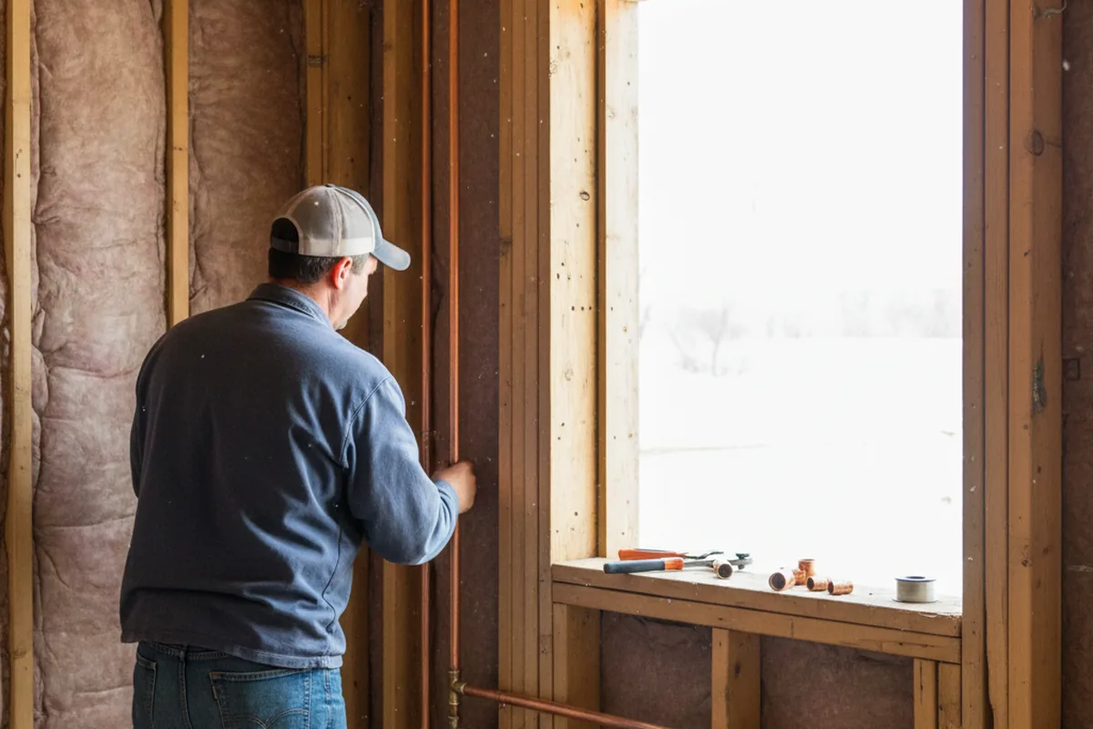 Licensed plumber running new copper supply lines in a Ocilla home