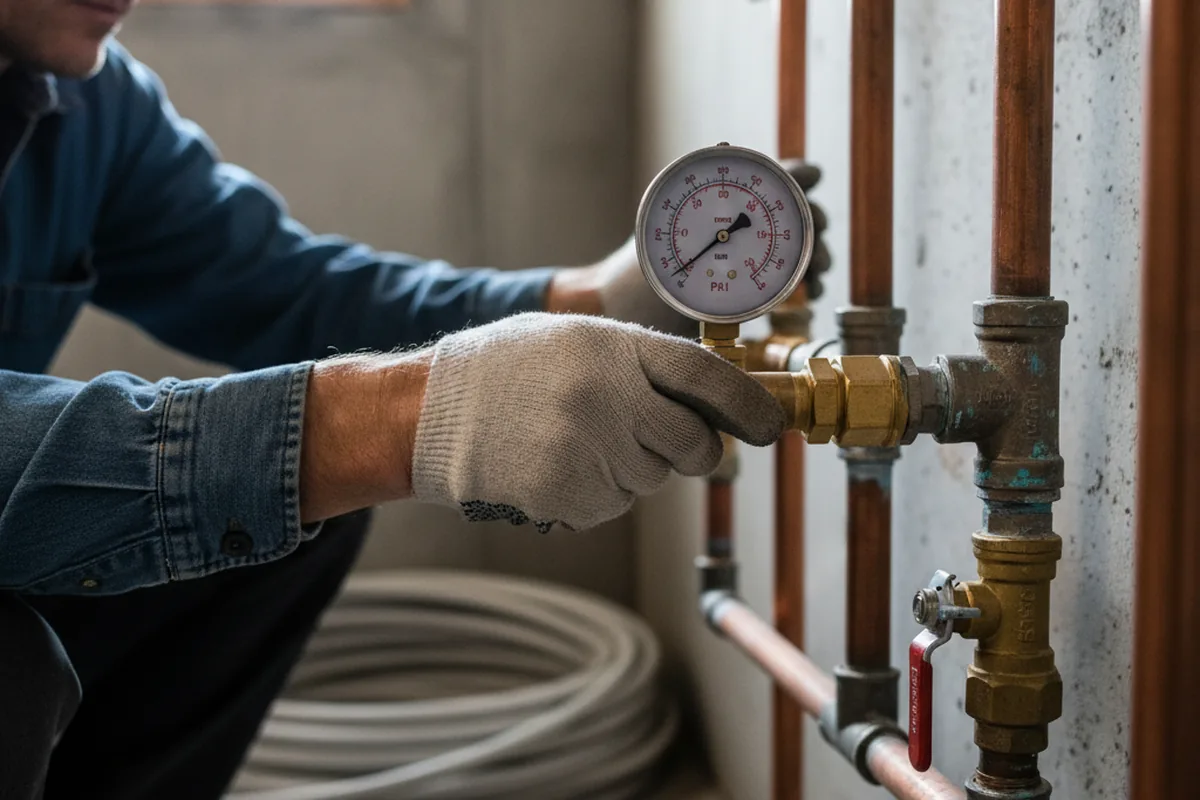 Pressure testing a repaired line during Water Line Repair in Ocilla